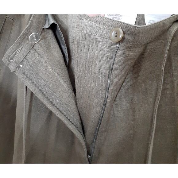 Liz Claiborne Woman Olive Green Linen Blend Pants Draw String Waist Size 14W - Picture 6 of 7